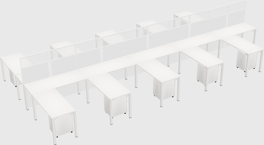 Shared l-shape cubicle