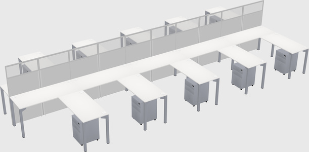 Shared l-shape cubicle