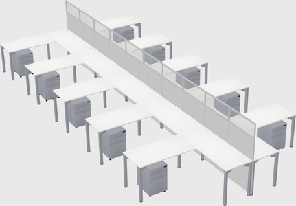 Shared l-shape cubicle