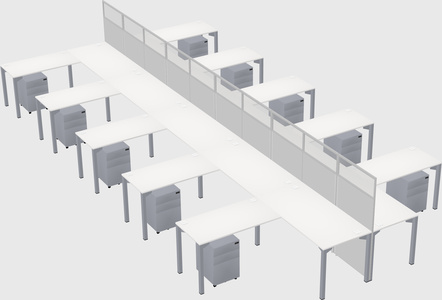 Shared l-shape cubicle