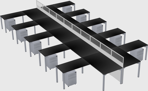 Shared l-shape cubicle