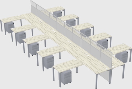 Shared l-shape cubicle