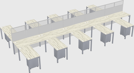 Shared l-shape cubicle