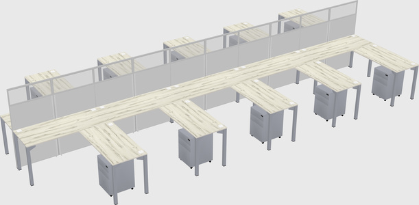 Shared l-shape cubicle