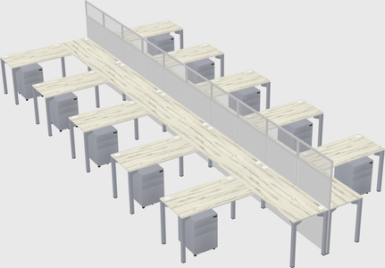 Shared l-shape cubicle