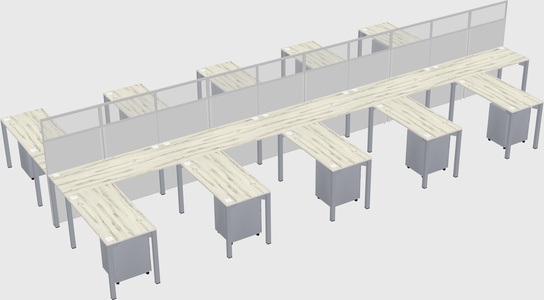 Shared l-shape cubicle