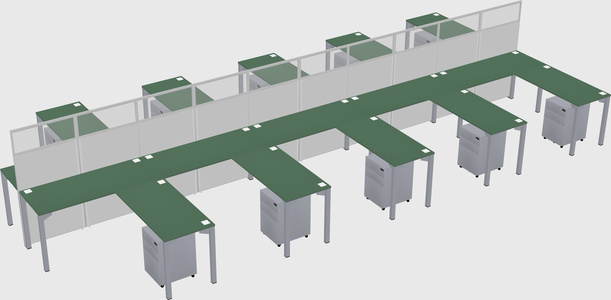 Shared l-shape cubicle