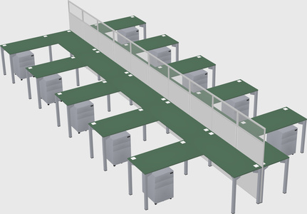 Shared l-shape cubicle