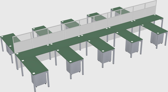 Shared l-shape cubicle