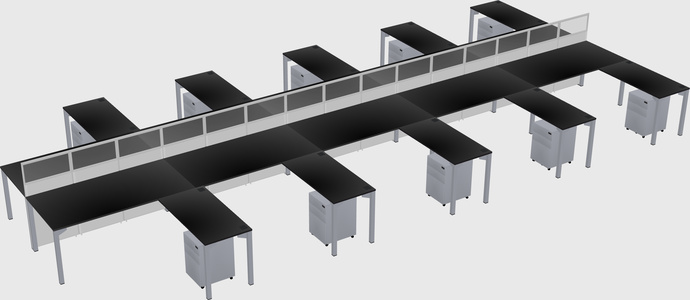 Shared l-shape cubicle