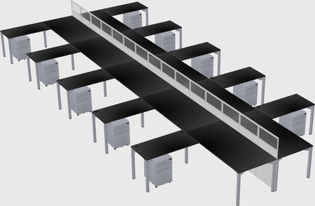 Shared l-shape cubicle