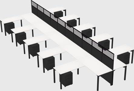 Shared l-shape cubicle