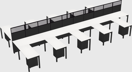 Shared l-shape cubicle