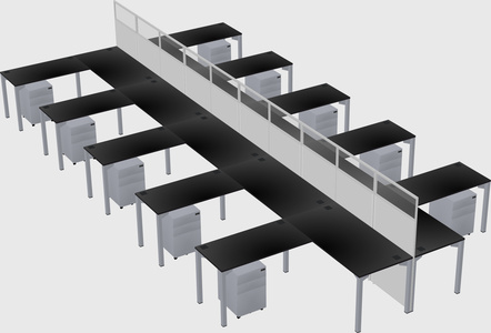 Shared l-shape cubicle