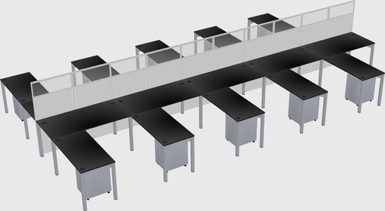 Shared l-shape cubicle