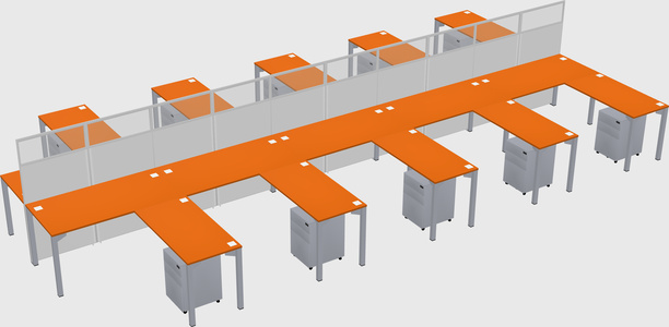 Shared l-shape cubicle