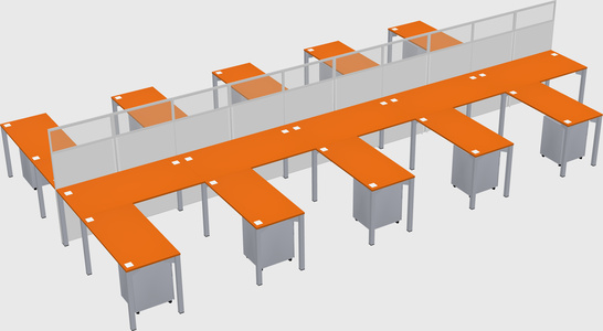 Shared l-shape cubicle