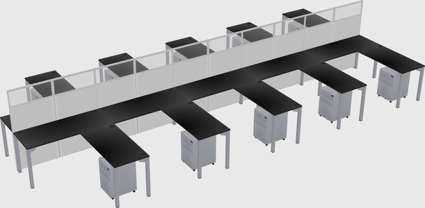 Shared l-shape cubicle