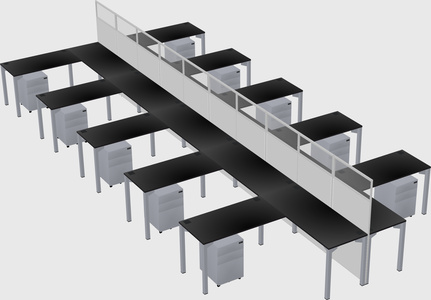Shared l-shape cubicle