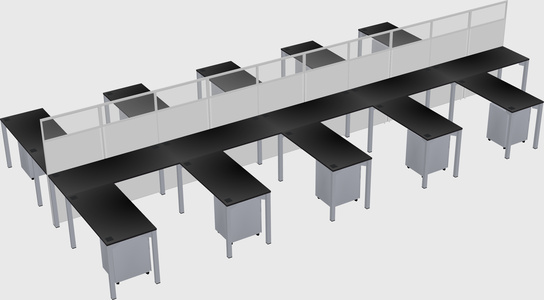 Shared l-shape cubicle