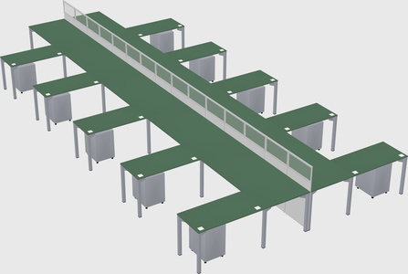 Shared l-shape cubicle