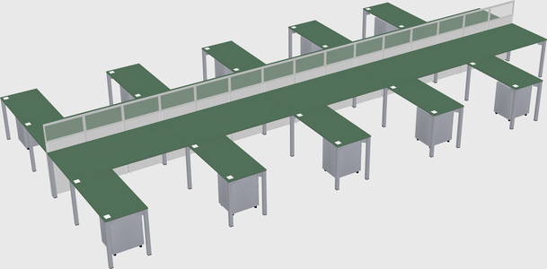 Shared l-shape cubicle
