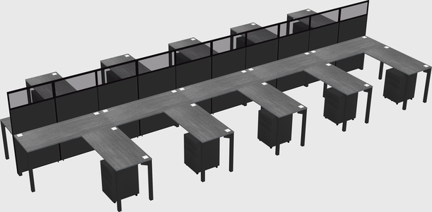 Shared l-shape cubicle