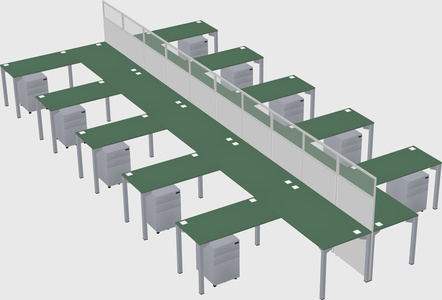 Shared l-shape cubicle