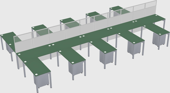 Shared l-shape cubicle