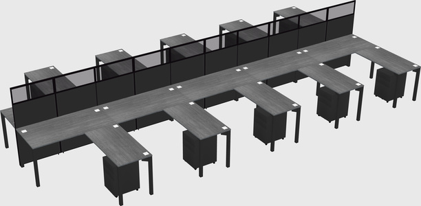 Shared l-shape cubicle