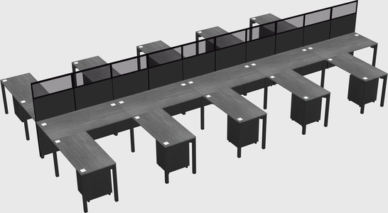 Shared l-shape cubicle