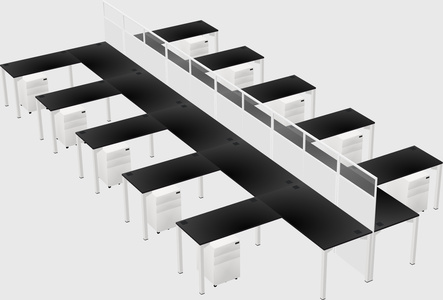 Shared l-shape cubicle