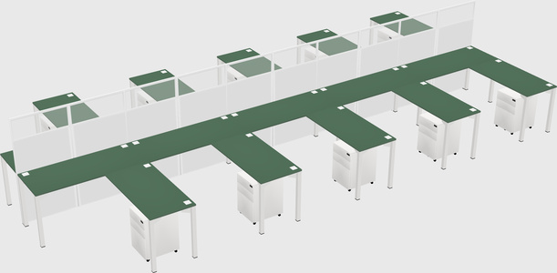 Shared l-shape cubicle