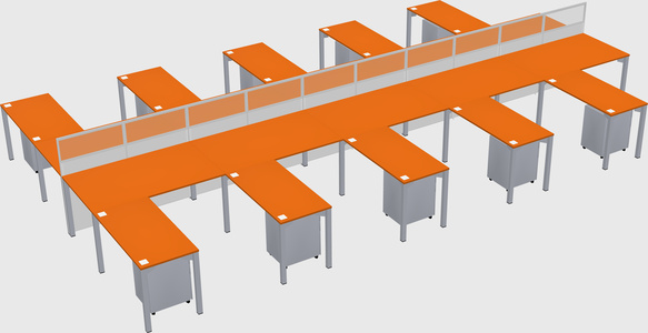 Shared l-shape cubicle