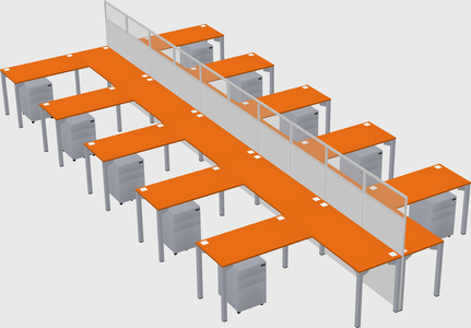 Shared l-shape cubicle