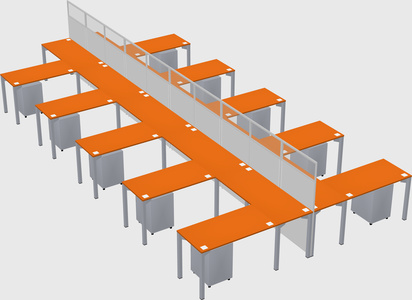 Shared l-shape cubicle