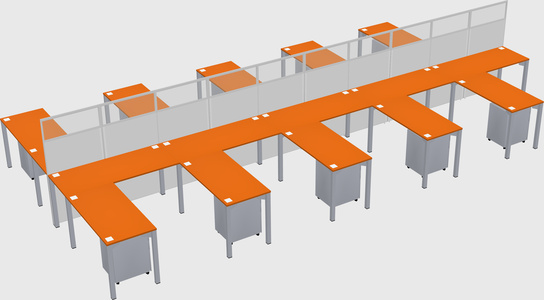Shared l-shape cubicle