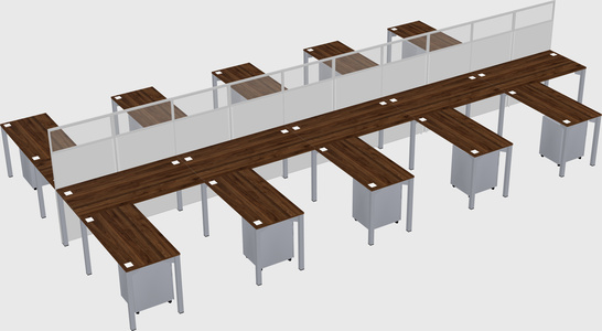 Shared l-shape cubicle