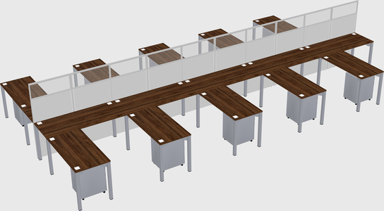 Shared l-shape cubicle