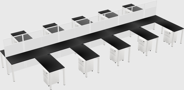Shared l-shape cubicle