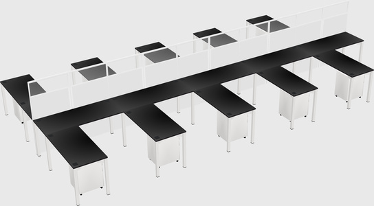 Shared l-shape cubicle