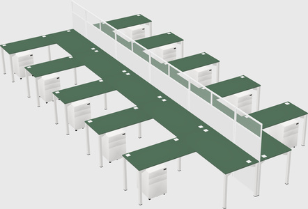 Shared l-shape cubicle