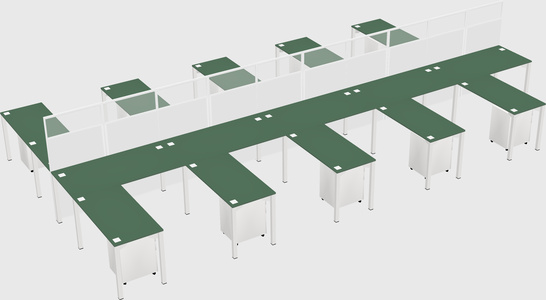 Shared l-shape cubicle