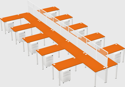 Shared l-shape cubicle