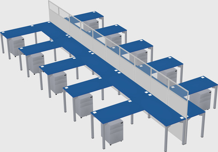 Shared l-shape cubicle
