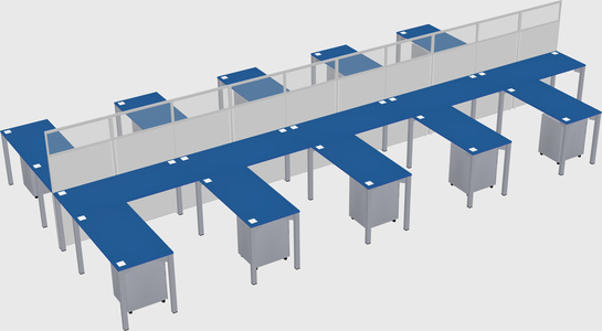 Shared l-shape cubicle
