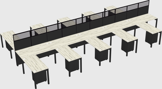 Shared l-shape cubicle