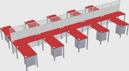 Shared l-shape cubicle