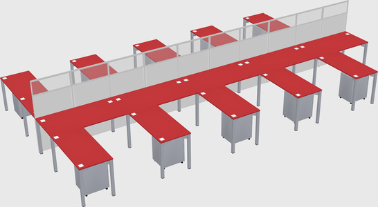 Shared l-shape cubicle