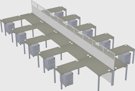 Shared l-shape cubicle